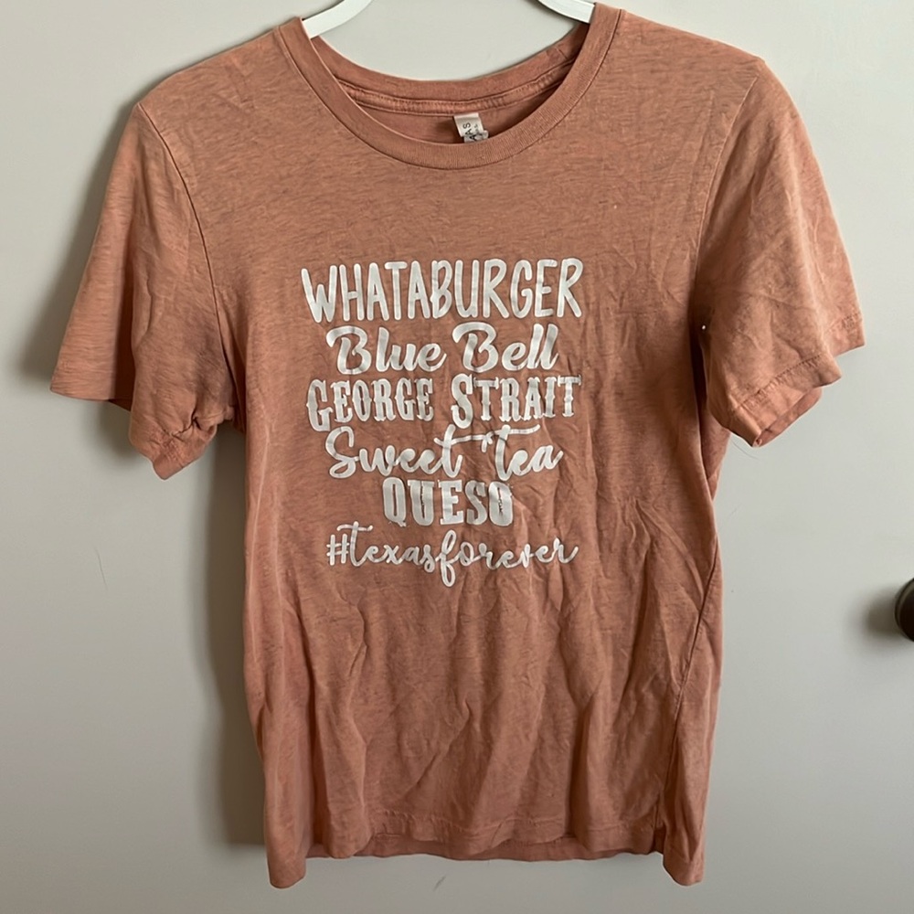Light pink shirt, very soft, Texas forever shirt